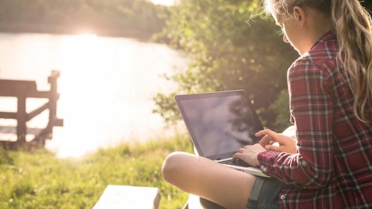 Teen using a computer