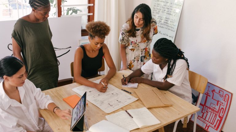 Group working on a project